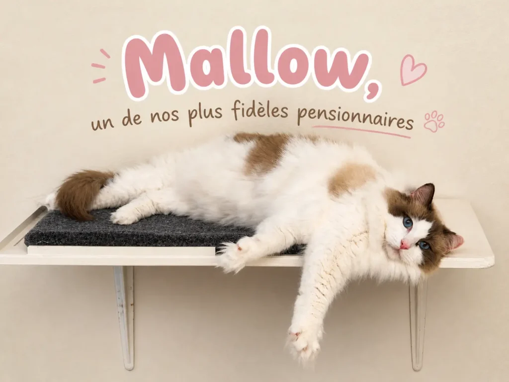 chat en pension détendu dans un espace confortable au Royaume des Animaux